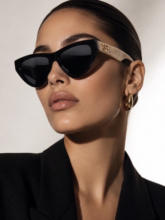 Gucci Accessories - Gucci Blush Pink and Black Cat Eye Sunglasses Luxury Logo Temples! Made in Italy